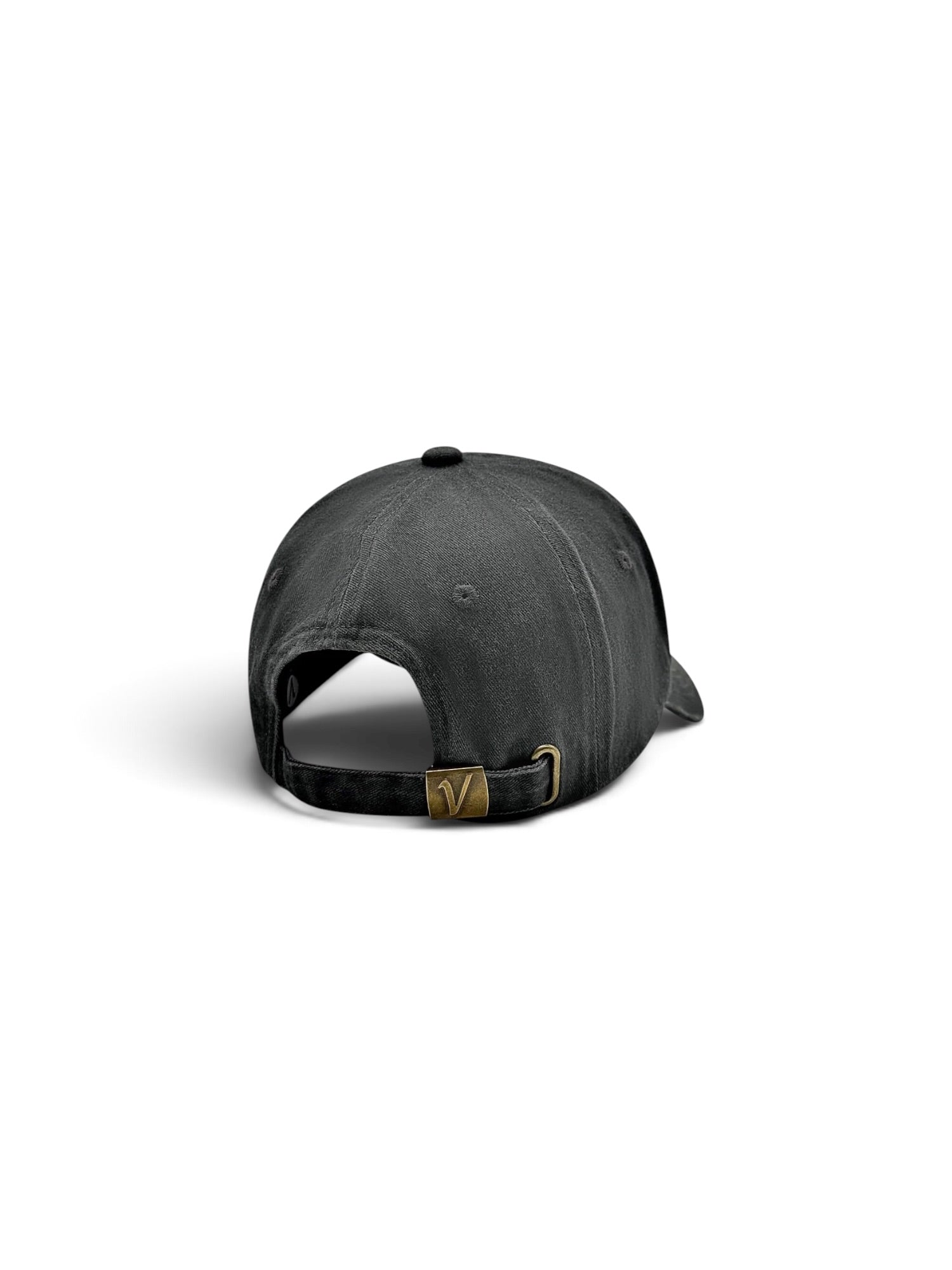 Rear view of the charcoal and black Elation relaxed-fit cotton hat by Vancouver Signature