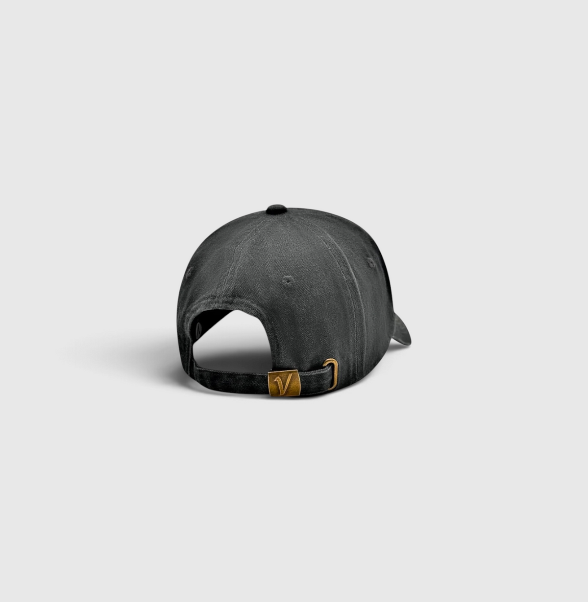 Rear view of the charcoal and black Elation relaxed-fit cotton hat by Vancouver Signature