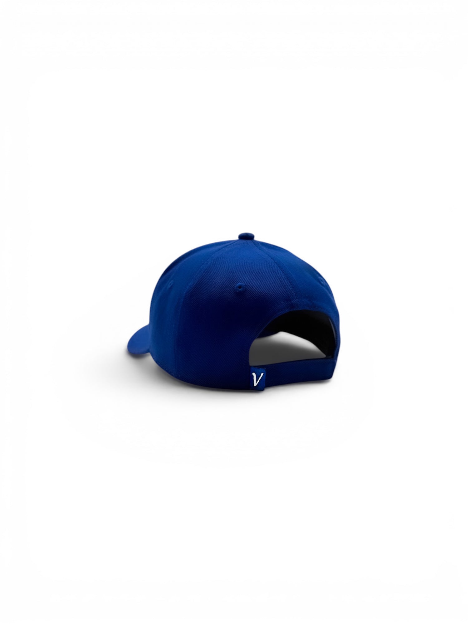 Rear view of the royal and black First Up lifestyle adjustable hat by Vancouver Signature