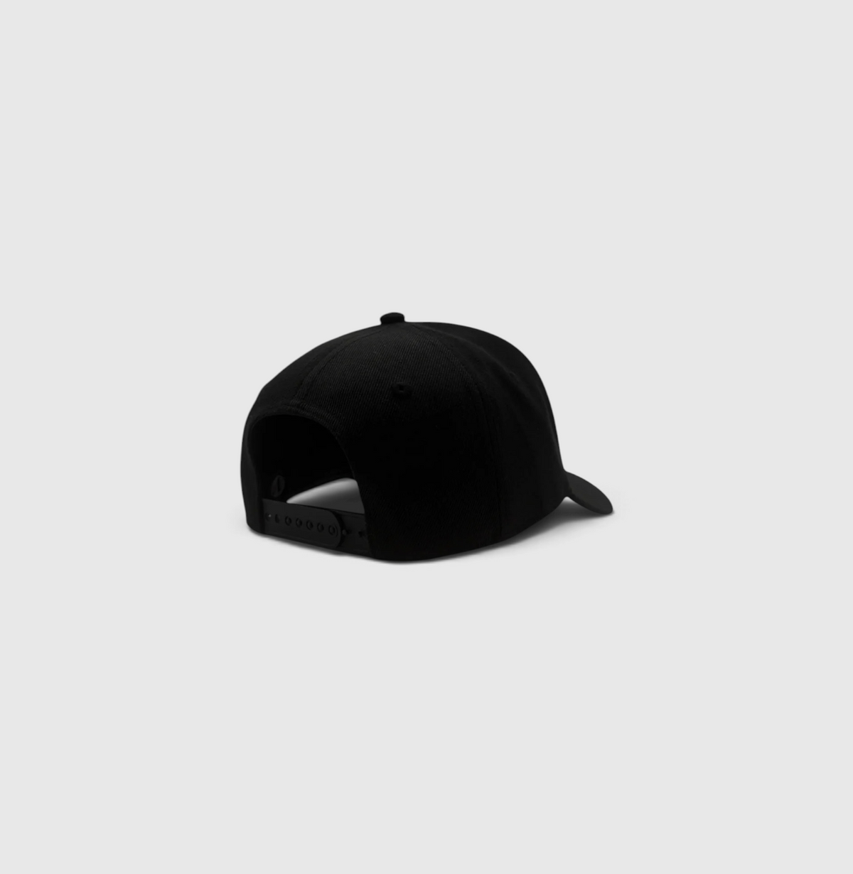 Rear view of the black and black Listo premium structured hat by Vancouver Signature