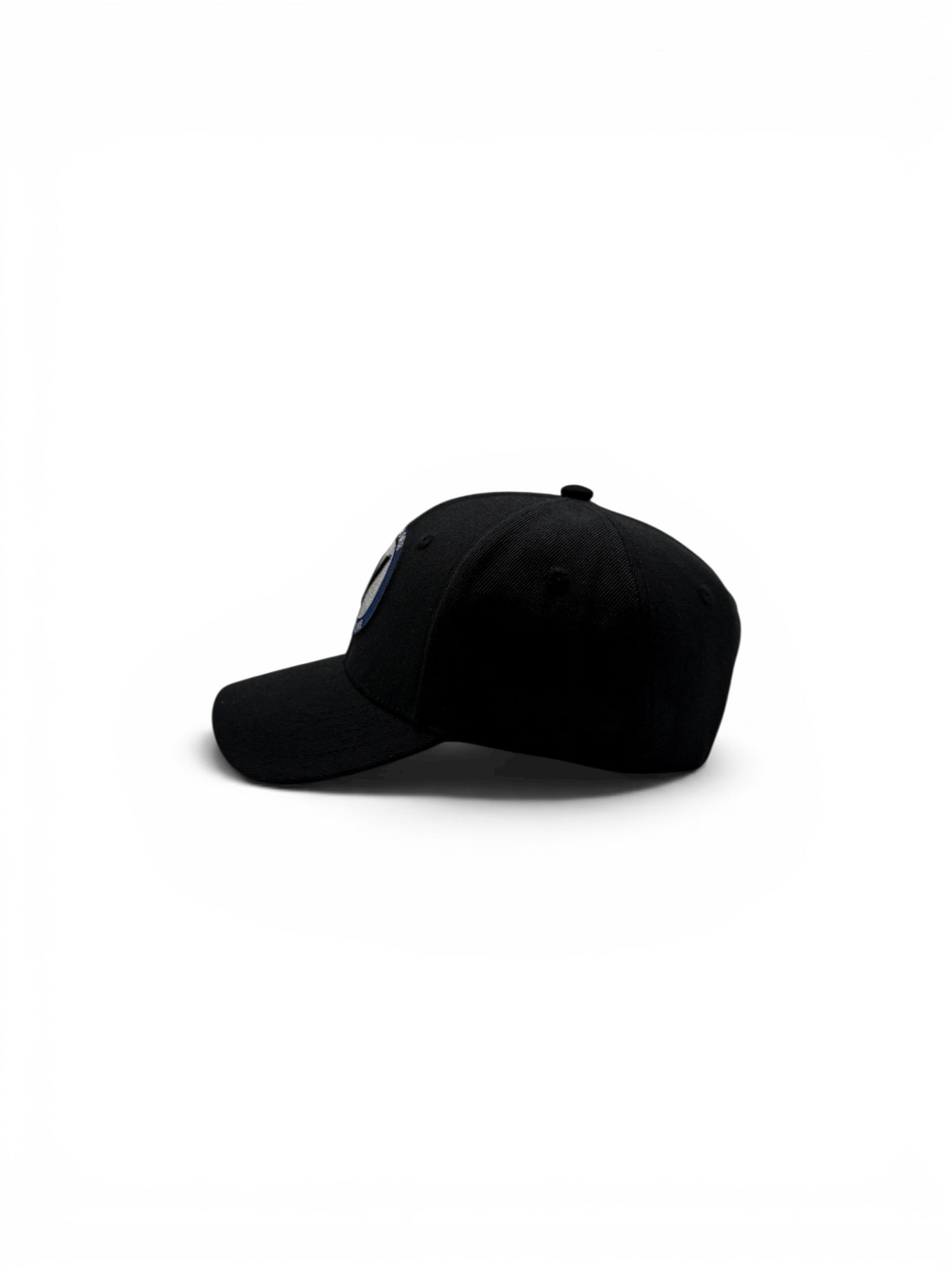 Side view of the black and black Listo premium structured hat by Vancouver Signature