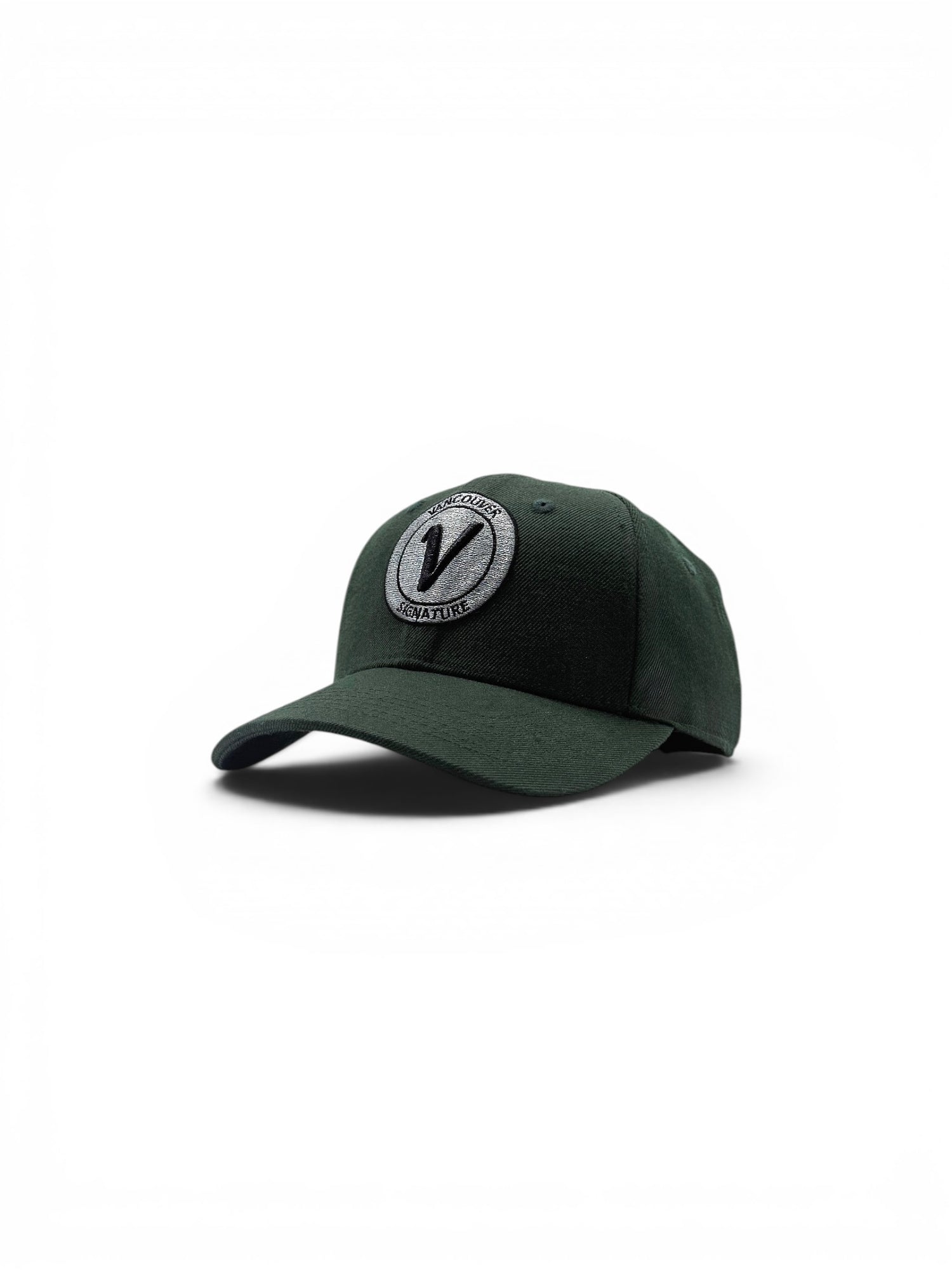 Front view of the canopy and black Listo premium structured hat by Vancouver Signature