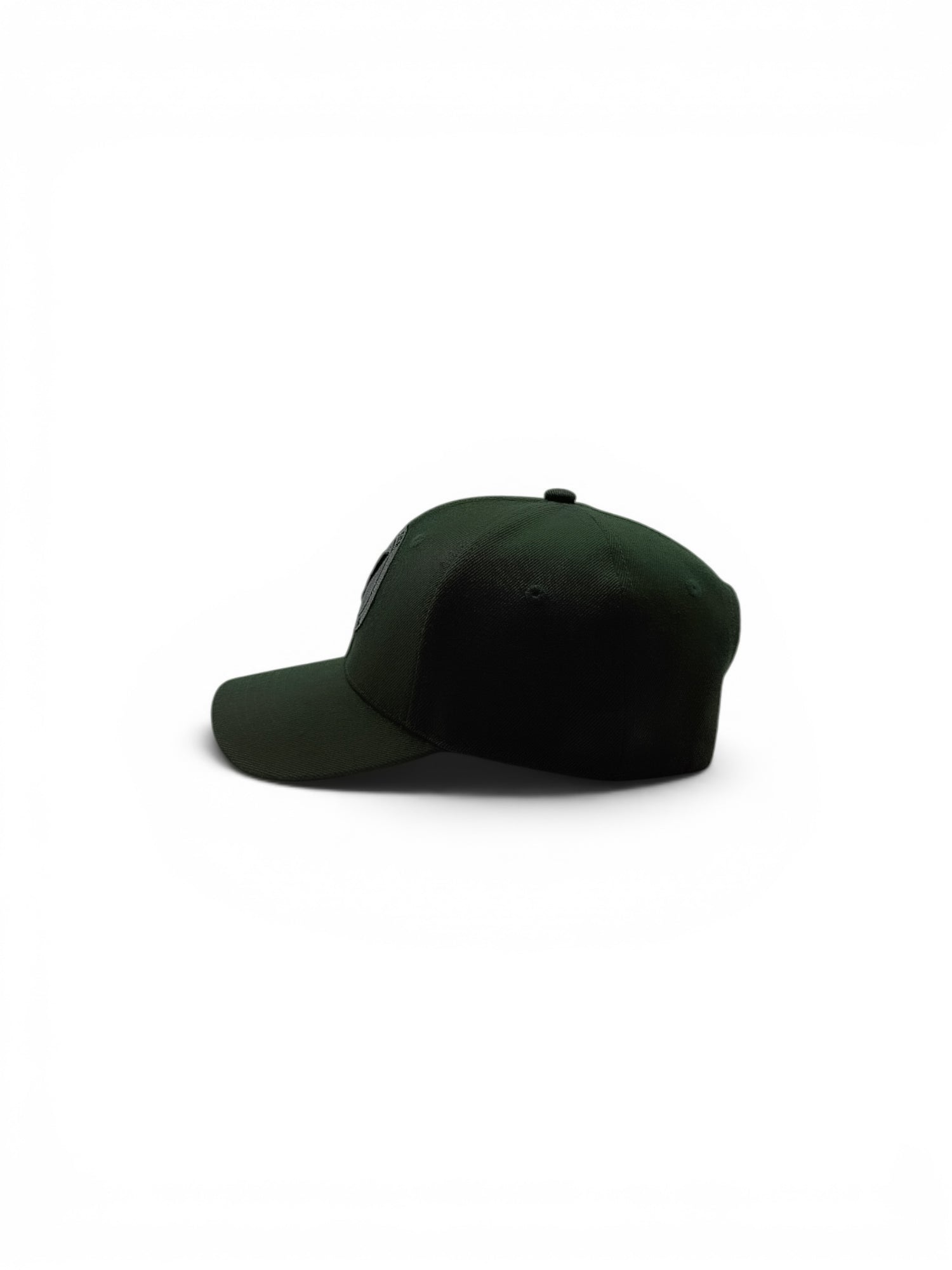 Side view of the canopy and black Listo premium structured hat by Vancouver Signature
