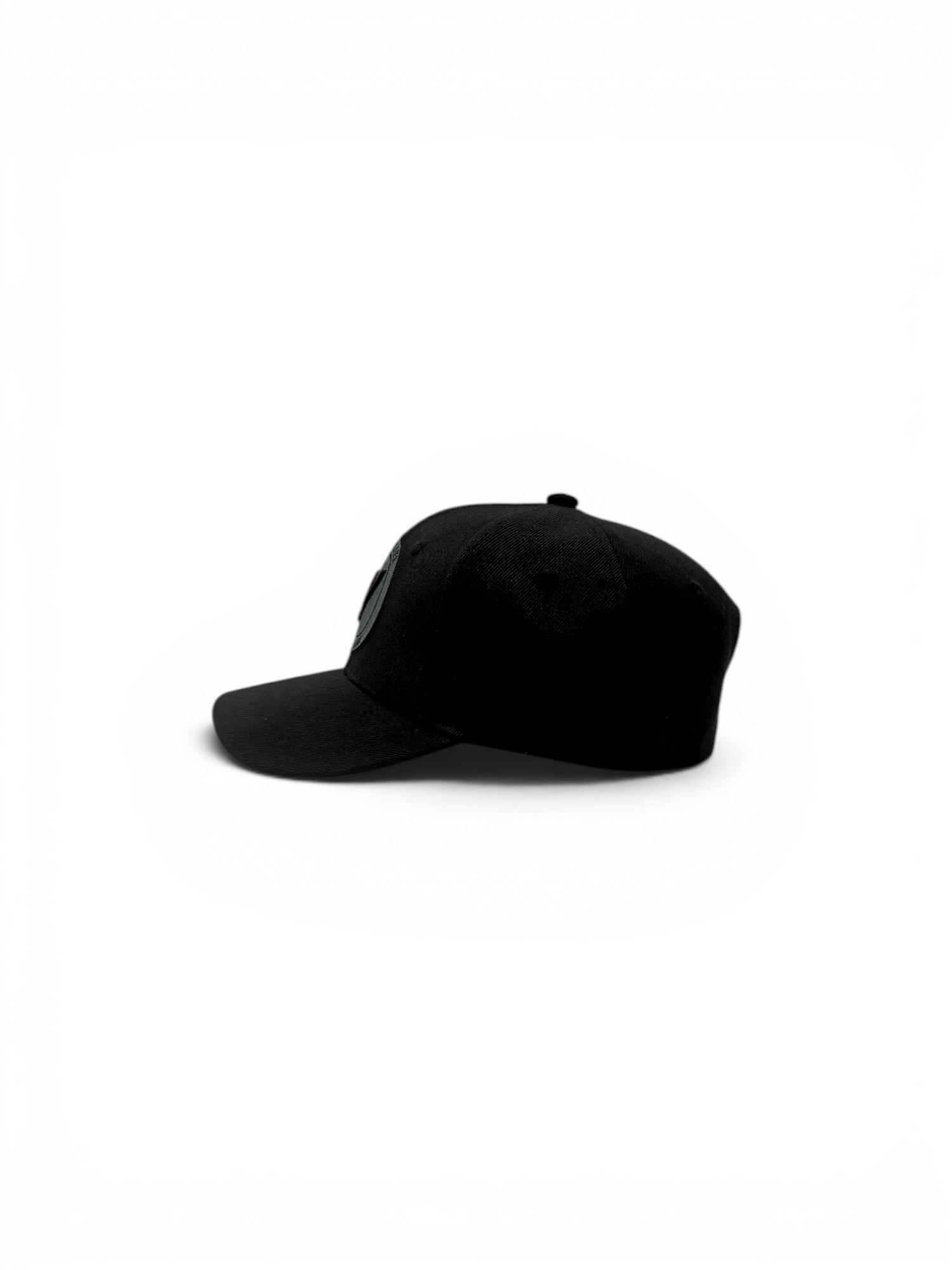 Side view of the onyx and black Listo premium structured hat by Vancouver Signature