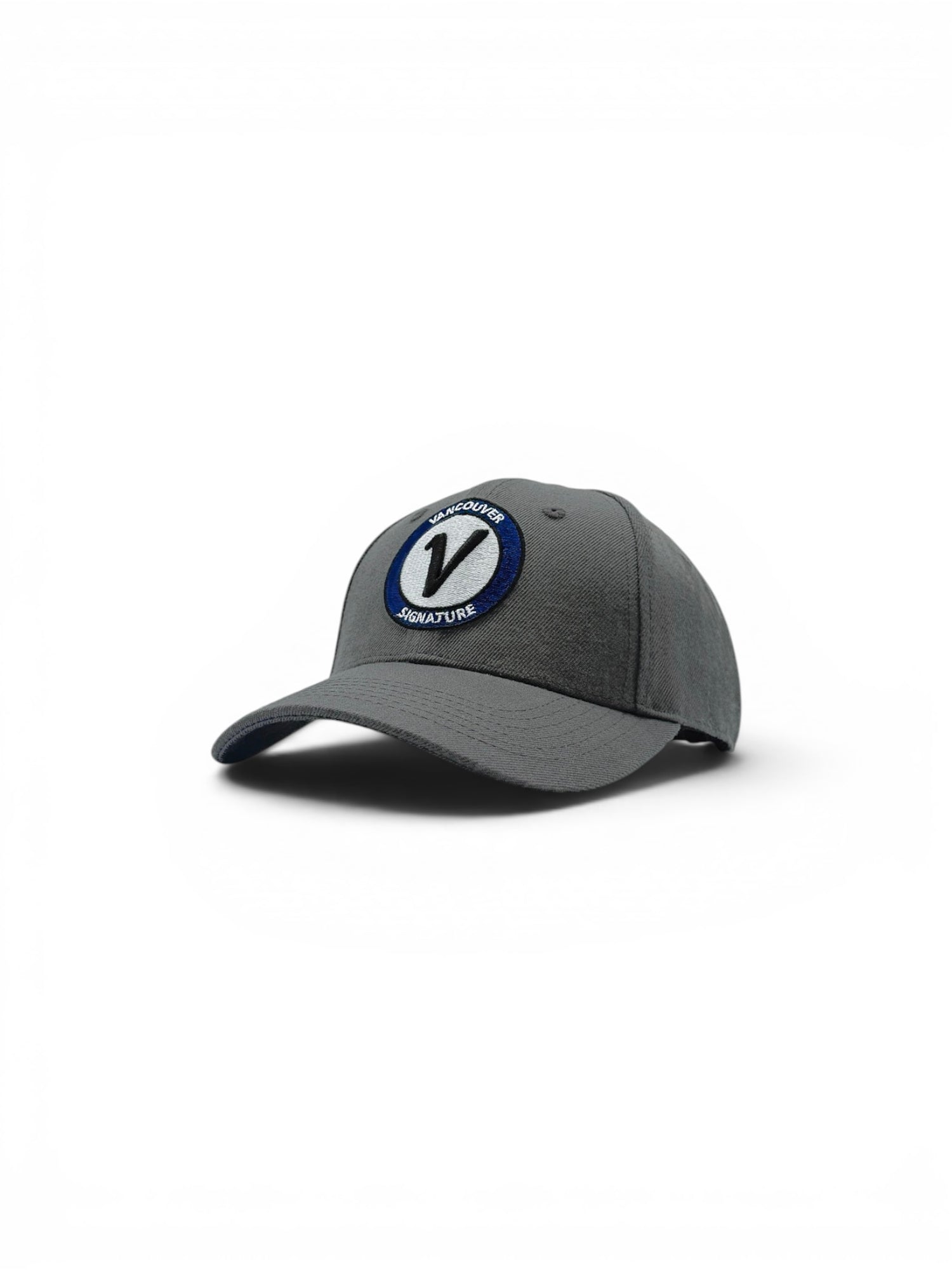 Front view of the stone and black Listo premium structured hat by Vancouver Signature