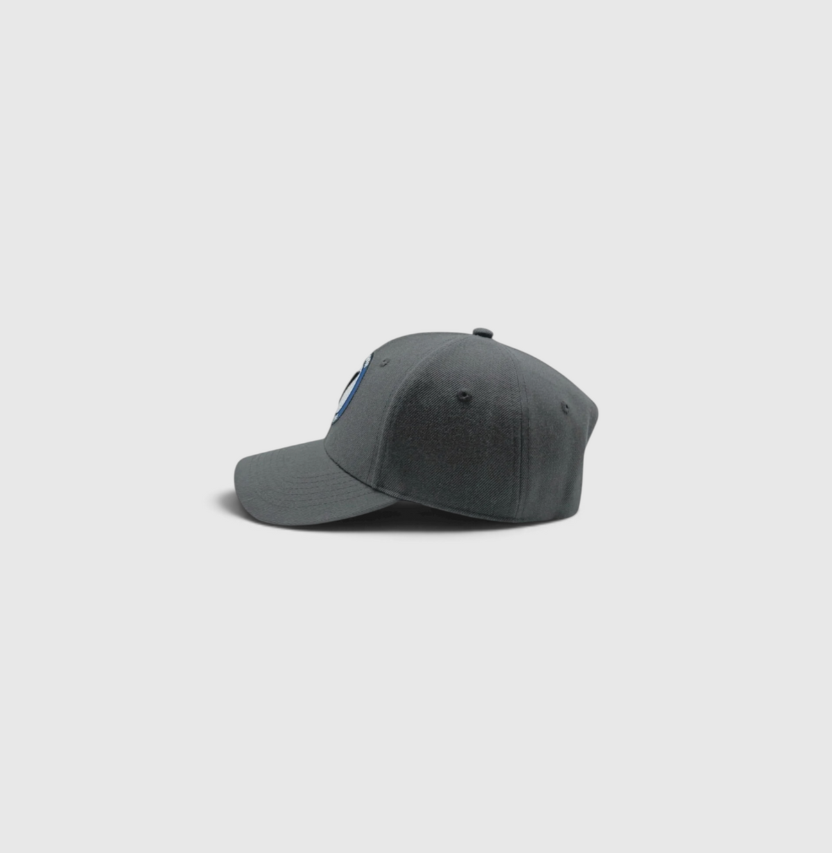 Side view of the stone and black Listo premium structured hat by Vancouver Signature