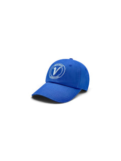 Front view of the pacific and white Elation relaxed-fit cotton hat by Vancouver Signature.