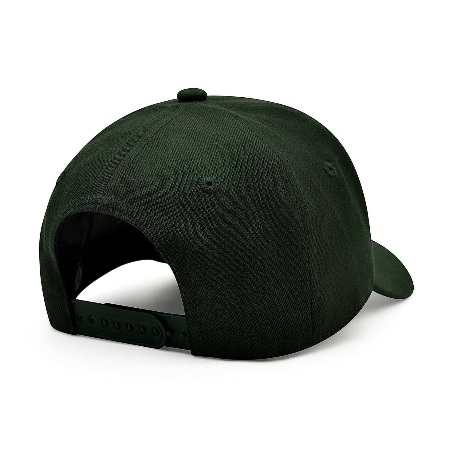Rear view of the canopy and black Listo premium hat showing the adjustable snapback