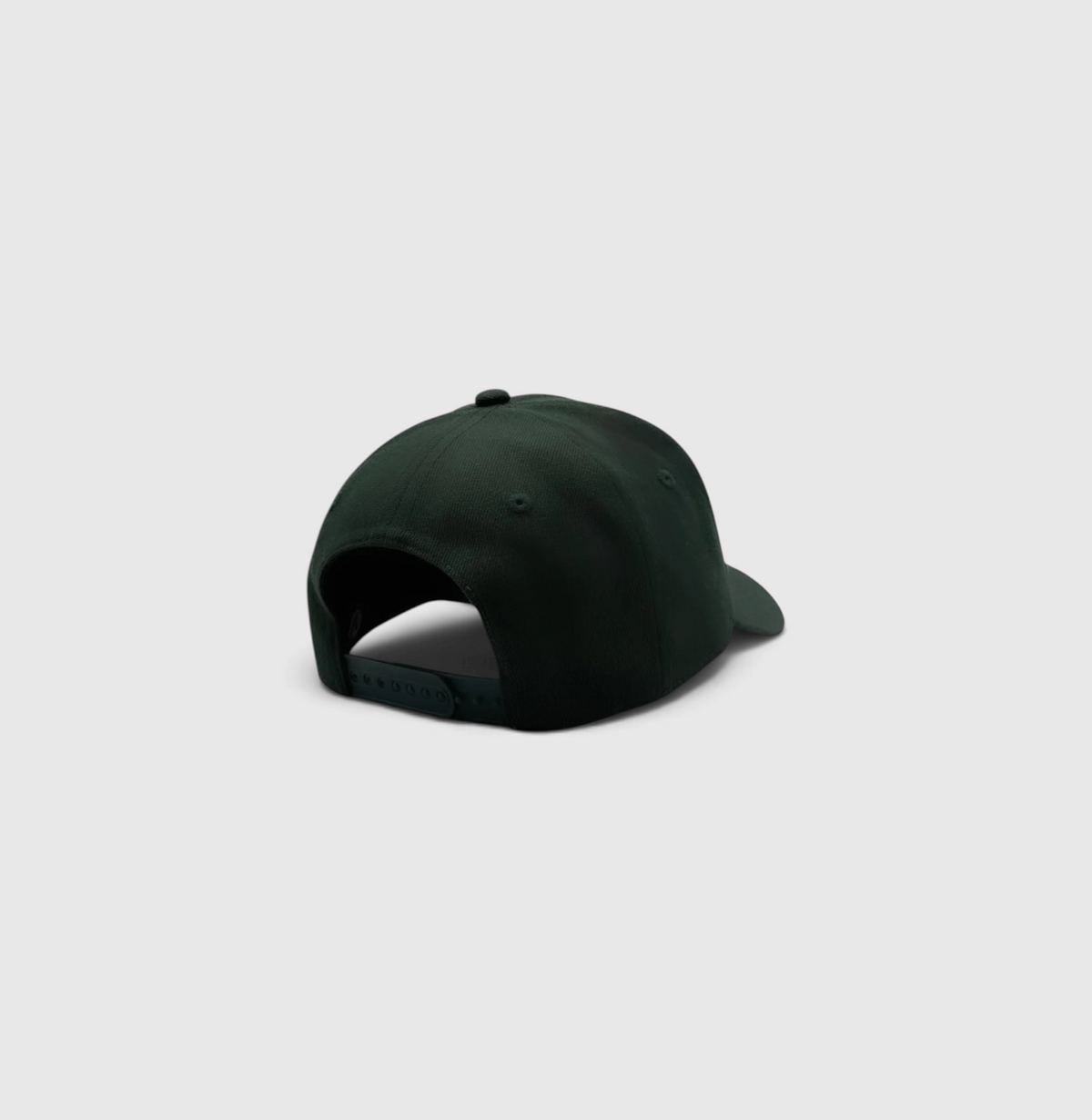 Rear view of the canopy and black Listo premium structured hat by Vancouver Signature