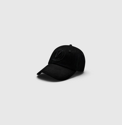 Front view of the black on black Elation relaxed-fit cotton hat by Vancouver Signature