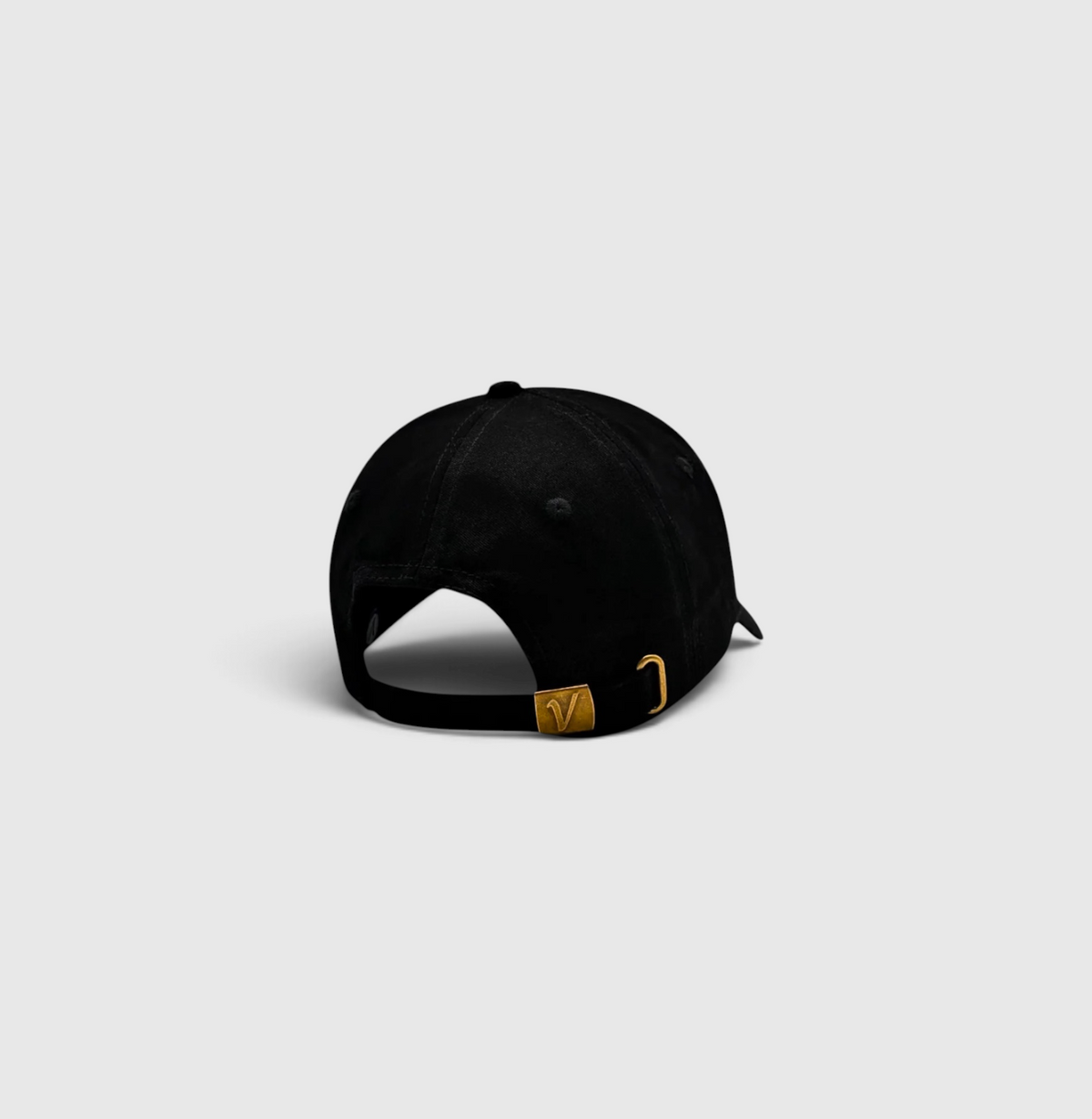 Rear view of the black on white Elation relaxed-fit cotton hat by Vancouver Signature