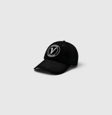Front view of the black and white Elation relaxed-fit cotton hat by Vancouver Signature