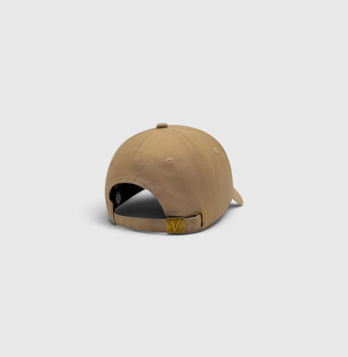Rear view of the sands and black Elation relaxed-fit cotton hat by Vancouver Signature