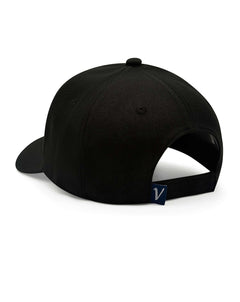 Rear view of the black on black First-Up athleisure adjustable hat showing the adjustable back