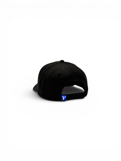 Rear view of the black on black First-Up athleisure adjustable hat showing the adjustable back