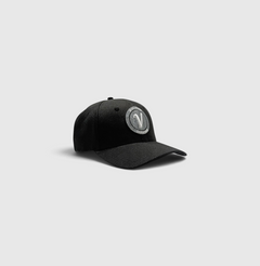 front view of the black and white First Up lifestyle adjustable hat by Vancouver Signature
