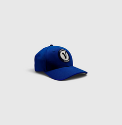 Front view of the royal and black First Up lifestyle adjustable hat by Vancouver Signature