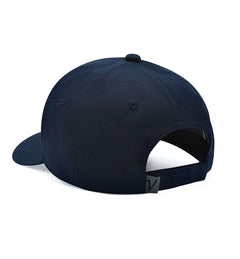 Rear view of the true-navy and black First-Up athleisure adjustable hat showing the adjustable back