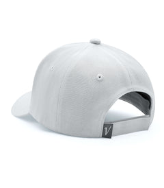 Rear view of the white on white First-Up athleisure adjustable hat showing the adjustable back
