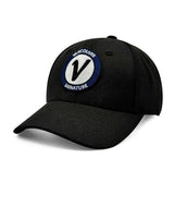 Front view of the black and black Listo premium structured hat by Vancouver Signature