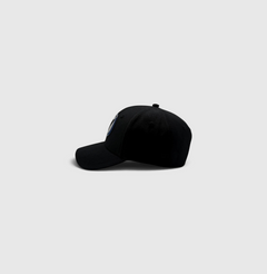 Side view of the black and black Listo premium structured hat by Vancouver Signature
