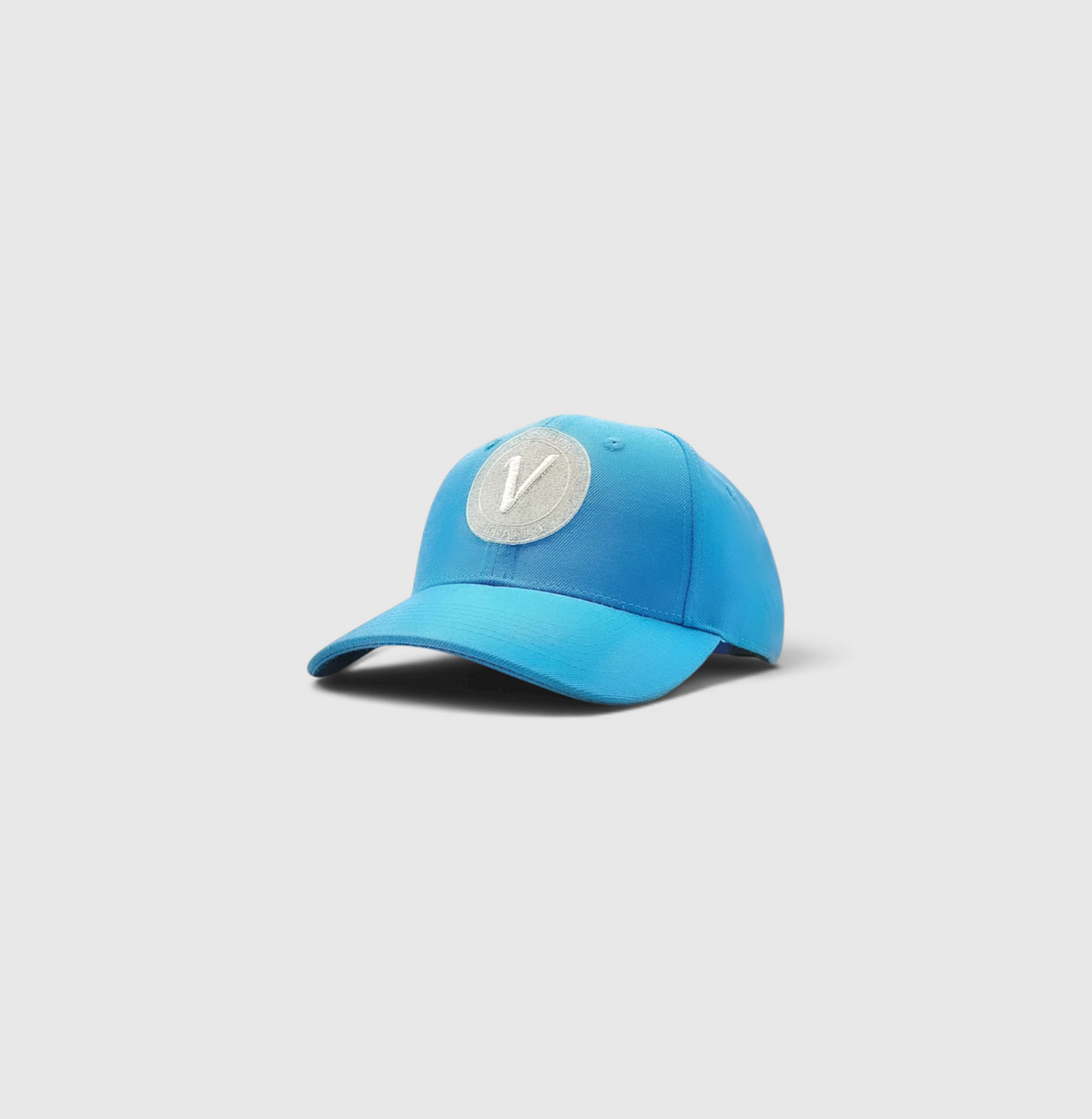 Front view of the lagoon and white Listo premium structured hat by Vancouver Signature