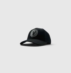 Front view of the onyx and black Listo premium structured hat by Vancouver Signature